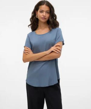 Vero Moda Blusenshirt "VMBELLA SS TOP WVN GA NOOS" Viskosemischung, abgerundeter Saum