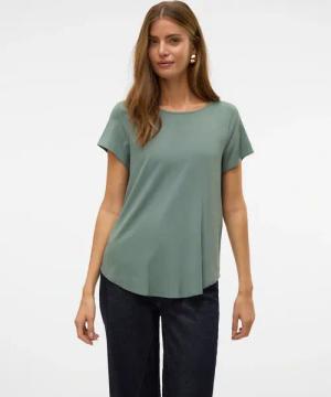 Vero Moda Blusenshirt "VMBELLA SS TOP WVN GA NOOS" Viskosemischung, abgerundeter Saum