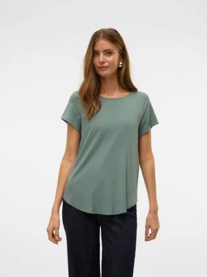 Vero Moda Blusenshirt VMBELLA SS TOP WVN GA NOOS Viskosemischung, abgerundeter Saum