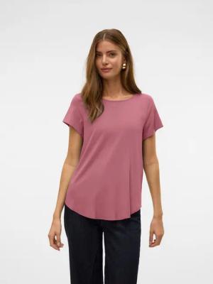 Vero Moda Blusenshirt VMBELLA SS TOP WVN GA NOOS Viskosemischung, abgerundeter Saum
