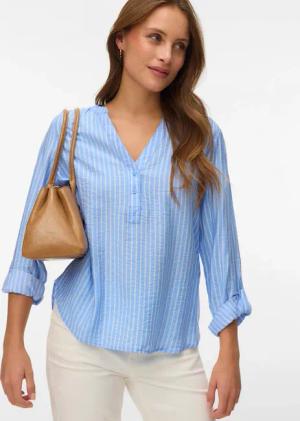 Vero Moda Blusenshirt "VMKAJA LS V-NECK FOLD-UP TOP WVN" mit Raglan-Ärmeln