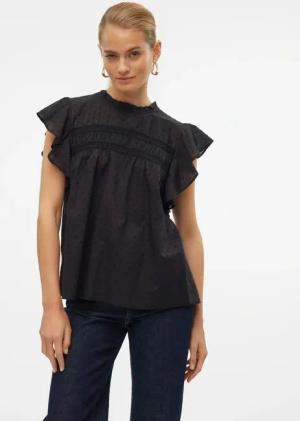 Vero Moda Blusenshirt "VMTRINE SL LACE TOP WVN NOOS" Baumwolle