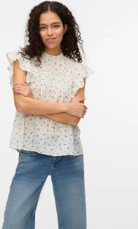 Vero Moda Blusenshirt VMTRINE SL LACE TOP WVN NOOS Baumwolle