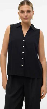 Vero Moda Blusentop "VMMYMILO SL V-NECK SHIRT WVN GA" mit Leinen