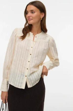 Vero Moda Hemdbluse "VMISELLE L/S SHIRT WVN BTQ" lange Bündchen, Ton-in Ton Streifenmuster