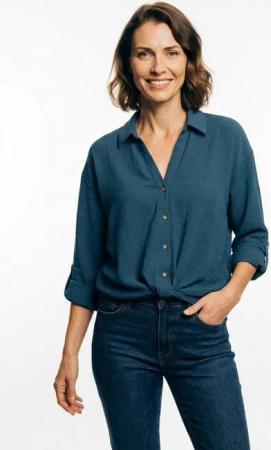 Vero Moda Hemdbluse VMIZZY LS DETAIL SHIRT WVN BTQ GA mit geknoteter Front