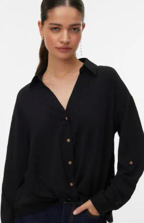 Vero Moda Hemdbluse VMIZZY LS DETAIL SHIRT WVN BTQ GA mit geknoteter Front