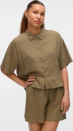 Vero Moda Hemdbluse VMLINN LINEN 2/4 SHORT SHIRT WVN NOOS