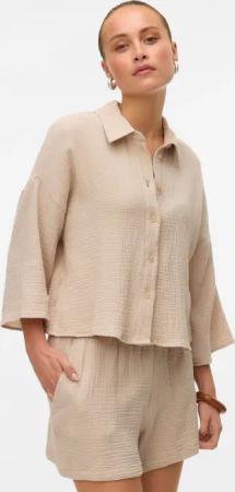 Vero Moda Hemdbluse "VMNATALI CROP SHIRT WVN NOOS" Baumwolle, loose fit