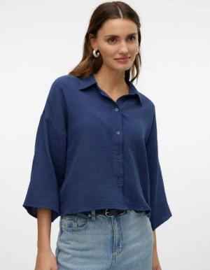 Vero Moda Hemdbluse VMNATALI CROP SHIRT WVN NOOS Baumwolle, loose fit