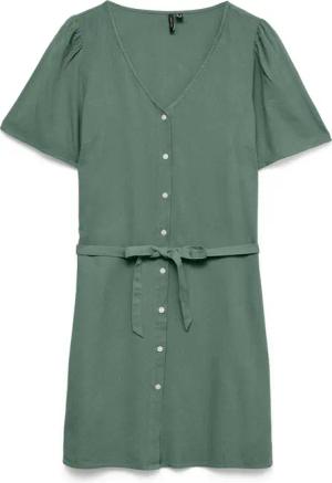 Vero Moda Hemdblusenkleid "VMMYMILO 2/4 SHORT SHIRT DRESS WVN GA" mit Taillengürtel