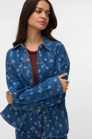 Vero Moda Jeansbluse VMHAYDEN LS FLOWER DENIM SHIRT RA380 mit Blumenmuster