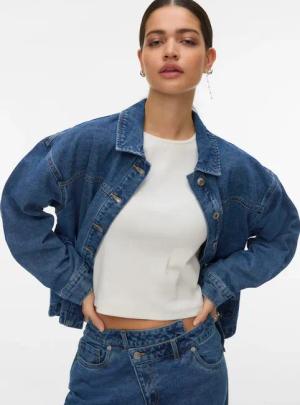 Vero Moda Jeansjacke "VMJAMIE LS DENIM SHACKET MIX NOOS" Baumwollmischung