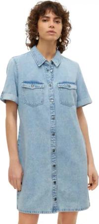 Vero Moda Jeanskleid Jeanskleid mit klassischem Kragen und durchgehender Knopfleiste