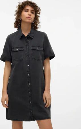 Vero Moda Jeanskleid "VMJENNIE SS SHORT DENIM DRESS NOOS" Brusttaschen