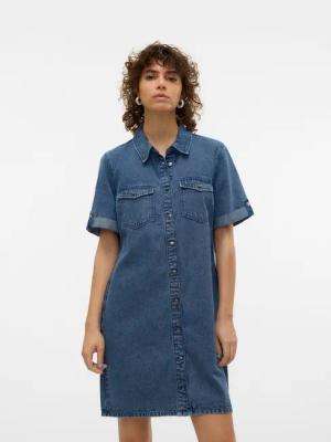 Vero Moda Jeanskleid VMJENNIE SS SHORT DENIM DRESS NOOS