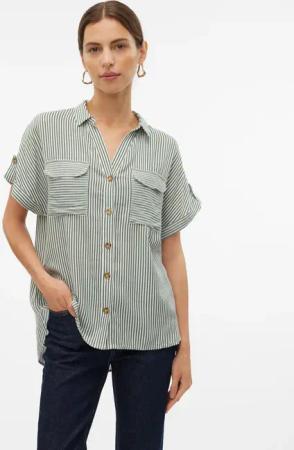 Vero Moda Kurzarmbluse "VMBUMPY S/S SHIRT WVN GA NOOS" Viskose, regular fit