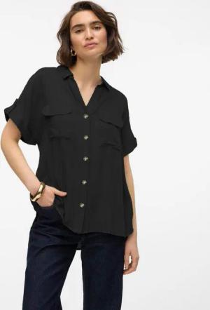 Vero Moda Kurzarmbluse VMBUMPY S/S SHIRT WVN GA NOOS Viskose, regular fit