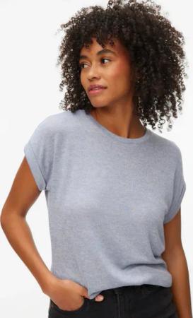 Vero Moda Kurzarmpullover "VMBRIANNA SS O-NECK PULLOVER BOO REP" mit überschnittenen Schultern mit Umschlagsaum