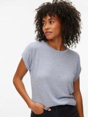 Vero Moda Kurzarmpullover VMBRIANNA SS O-NECK PULLOVER BOO REP mit überschnittenen Schultern mit Umschlagsaum