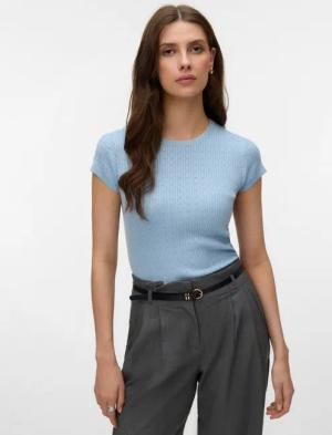 Vero Moda Kurzarmpullover VMSILJE C/S O-NECK POINTELLE PULL NOOS Sommerpulli