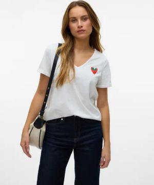 Vero Moda Kurzarmshirt VMBITONA S/S V-NECK T-SHIRT JRS BTQ GA