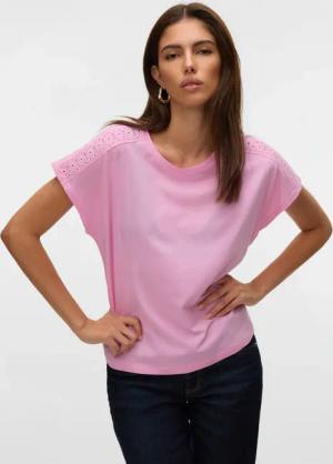 Vero Moda Kurzarmshirt "VMEMMY SS LACE TAPE TOP JRS GA NOOS"