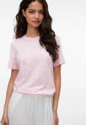 Vero Moda Kurzarmshirt "VMPAULINA AOP SS T-SHIRT GA JRS NOOS" Baumwolle, regular fit