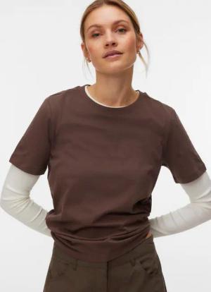 Vero Moda Kurzarmshirt VMPAULINA SS T-SHIRT GA JRS NOOS Baumwolle, regular fit