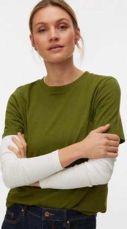 Vero Moda Kurzarmshirt VMPAULINA SS T-SHIRT GA JRS NOOS Baumwolle, regular fit