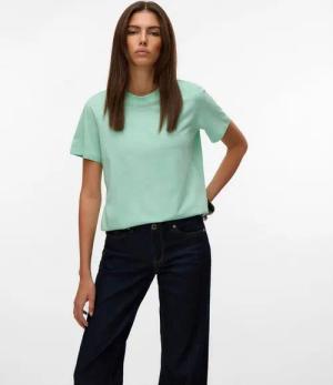 Vero Moda Kurzarmshirt VMPAULINA SS T-SHIRT GA JRS NOOS Baumwolle, regular fit