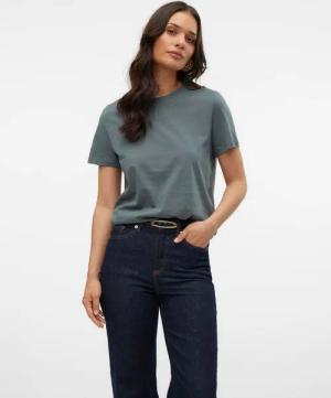 Vero Moda Kurzarmshirt VMPAULINA SS T-SHIRT GA JRS NOOS Baumwolle, regular fit