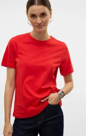 Vero Moda Kurzarmshirt VMPAULINA SS T-SHIRT GA JRS NOOS Baumwolle, regular fit