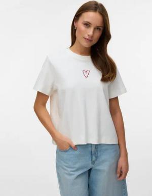 Vero Moda Kurzarmshirt VMSARA METTE SS TOP BOX JRS GA NOOS Baumwolle, regular fit