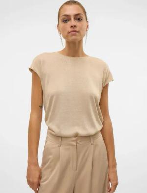 Vero Moda Kurzarmshirt "VMSARAH AVA SS TOP JRS GA NOOS" mit Glitzerdetails