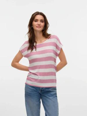 Vero Moda Kurzarmshirt "VMWIDE STRIPE SL TOP GA JRS NOOS" Viskosemischung