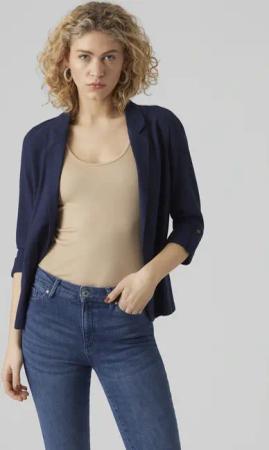 Vero Moda Kurzblazer "VMJESMILO 3/4 LOOSE BLAZER WVN NOOS" mit Leinen
