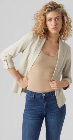 Vero Moda Kurzblazer VMJESMILO 3/4 LOOSE BLAZER WVN NOOS mit Leinen