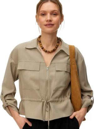 Vero Moda Langarmbluse Moderne Kurze Bluse mit Kordelzug und Krempelärmeln