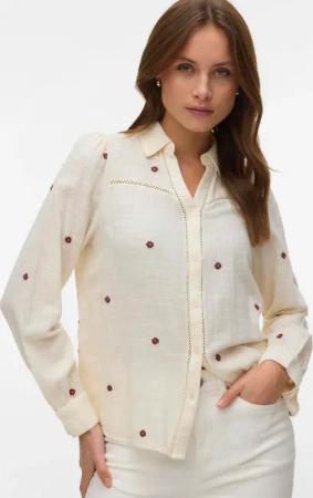 Vero Moda Langarmbluse "VMJILLIAN LS SHIRT WVN BTQ" Baumwolle