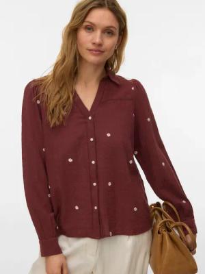 Vero Moda Langarmbluse "VMJILLIAN LS SHIRT WVN BTQ" Baumwolle