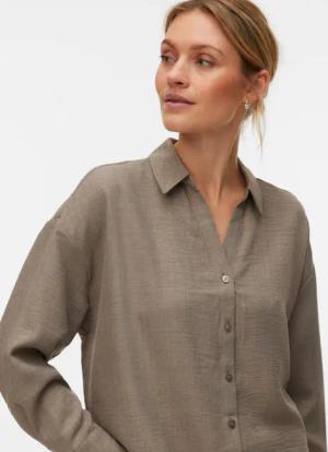 Vero Moda Langarmbluse "VMMELANEY QUEENY LS SHIRT WVN NOOS" Kunstfaser, loose fit