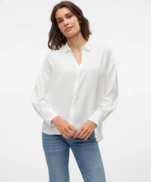 Vero Moda Langarmbluse VMMELANEY QUEENY LS SHIRT WVN NOOS Kunstfaser, loose fit