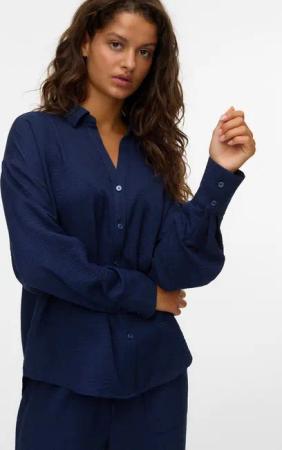 Vero Moda Langarmbluse VMMELANEY QUEENY LS SHIRT WVN NOOS Kunstfaser, loose fit