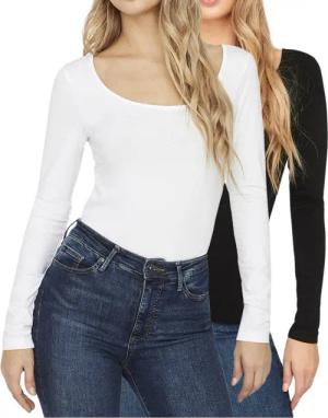 Vero Moda Langarmshirt (2er-Pack) Basic U-Neck Shirt im Doppelpack