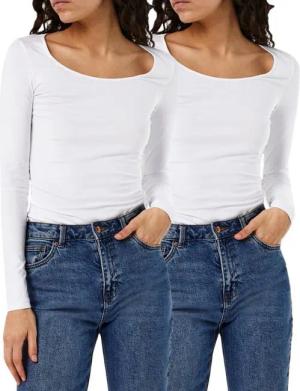 Vero Moda Langarmshirt stilvolle Longsleeves mit U-Neck Ausschnitt (2er-Pack) Unifarbene Shirts aus Baumwollmischung