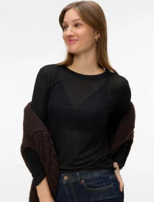 Vero Moda Langarmshirt "VMARIEL LS TOP JRS NOOS" Materialmix, gewellter Saum
