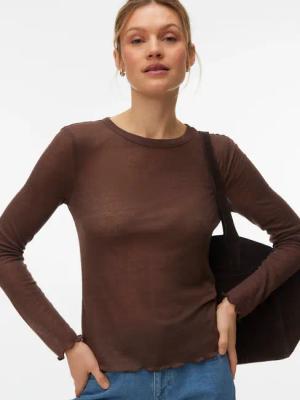 Vero Moda Langarmshirt "VMARIEL LS TOP JRS NOOS" Materialmix, gewellter Saum