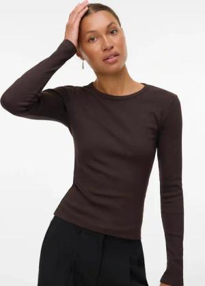 Vero Moda Langarmshirt "VMCHLOE LS SHORT TOP JRS NOOS" Baumwollmischung