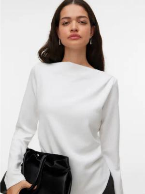 Vero Moda Langarmshirt VMMILLE LS BOATNECK SHORT TOP JRS NOOS Materialmix, regular fit, mit Raffung